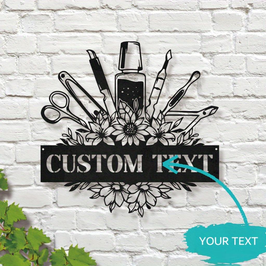 Personalized Floral Metal Sign Nail Artist Name Salon Wall Decor