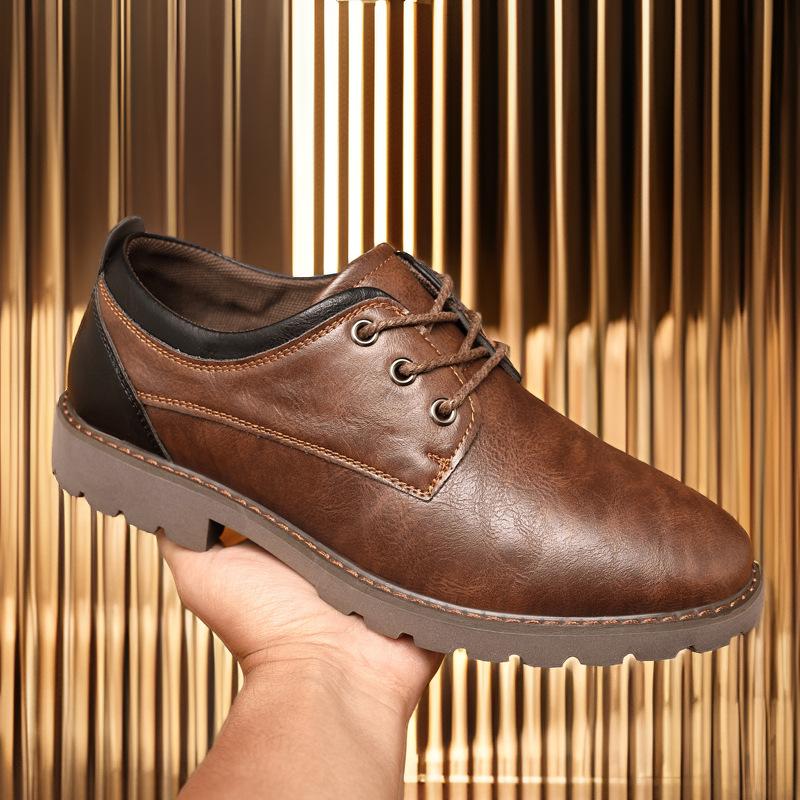 

Осенние рабочие водонепроницаемые кожаные туфли с большим носком, мужская обувь для работы с инструментами, повседневная обувь больших размеров, корейская версия, модная обувь, мужские туфли в стиле ретро с низким верхом 48