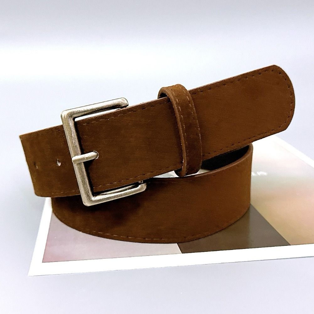 Versatile Suede Leather Belt Pin Buckle Wide Waistband Women Waist Belt  Coat Skirt Decoration