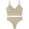Women's French Wirefree Push-Up Bra Set - Thin, Sexy Triangle Cup Sports Underwear with Beautiful Back Design, Two-Piece.