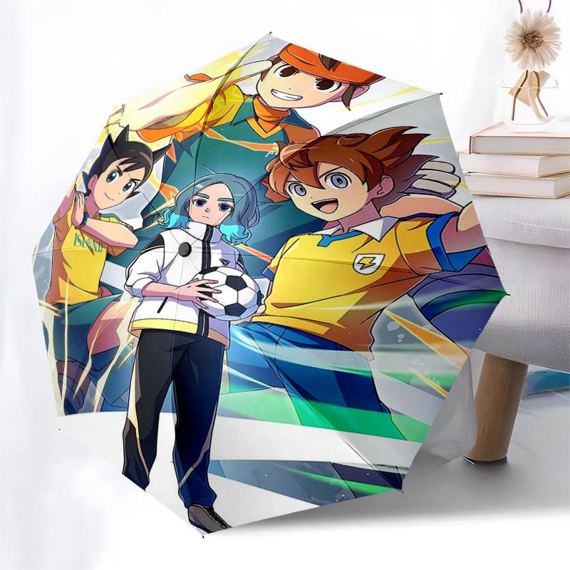 1 Stück Captain Tsubasa Outdoor-Regenschirm - Automatisches Öffnen/Schließen, Tragbares 3-fach faltbares Design mit 8-Speichen-Eisenrahmen - Perfektes Geschenk für Fans, Reisende, Da