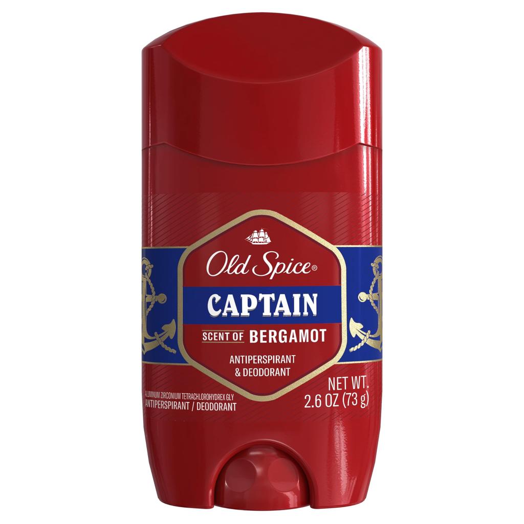 Old Spice Red Antiperspirant and Deodorant Invisible Solid Oz Men's Collection, Captain, 2.6