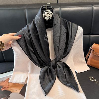 Classico Temperamento H Sciarpa di Seta Donna Tencel Cotone Trend Versatile Sciarpa di Seta Imitata Sciarpa 90 Sciarpa Quadrata