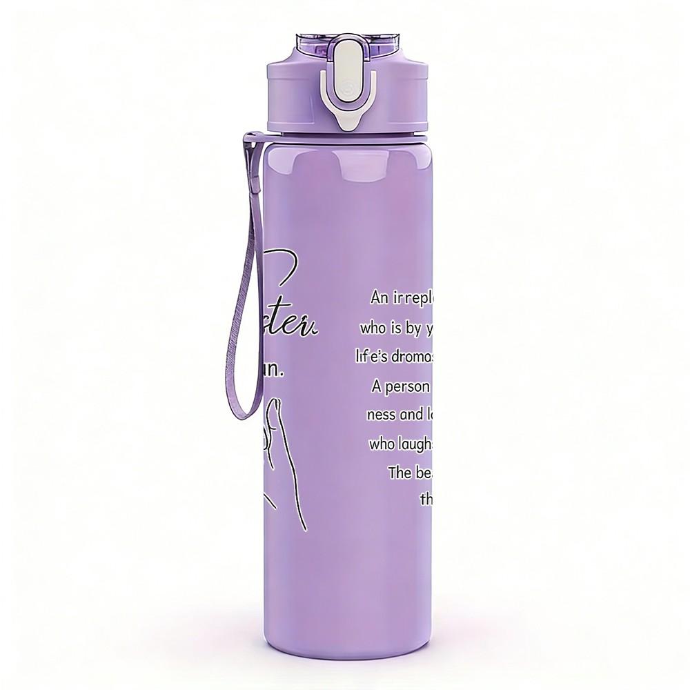 1PC Handwritten Love Heart Minimal Quote Print 750ml Color Plastic Sports Water Bottle Leakproof Flip Straw Lid Suitable for Sports Office Home Use