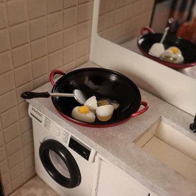 1:12 Dom dla lalek Symulacja Zestaw Szpatułka do jajek Patelnia Dom dla lalek Miniaturowe Akcesoria Kuchenne Naczynia Kuchenne Dom dla lalek Zabawki Spożywcze