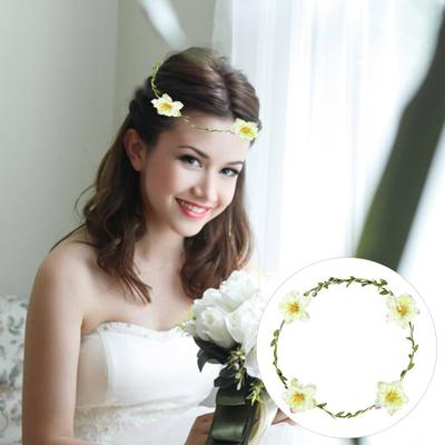 Blumenkrone Damen Mädchen Künstliche Blume Stirnband Verstellbar Braut Haarkranz Foto Requisite für Hochzeit Brautparty Cosplay Verkleidung