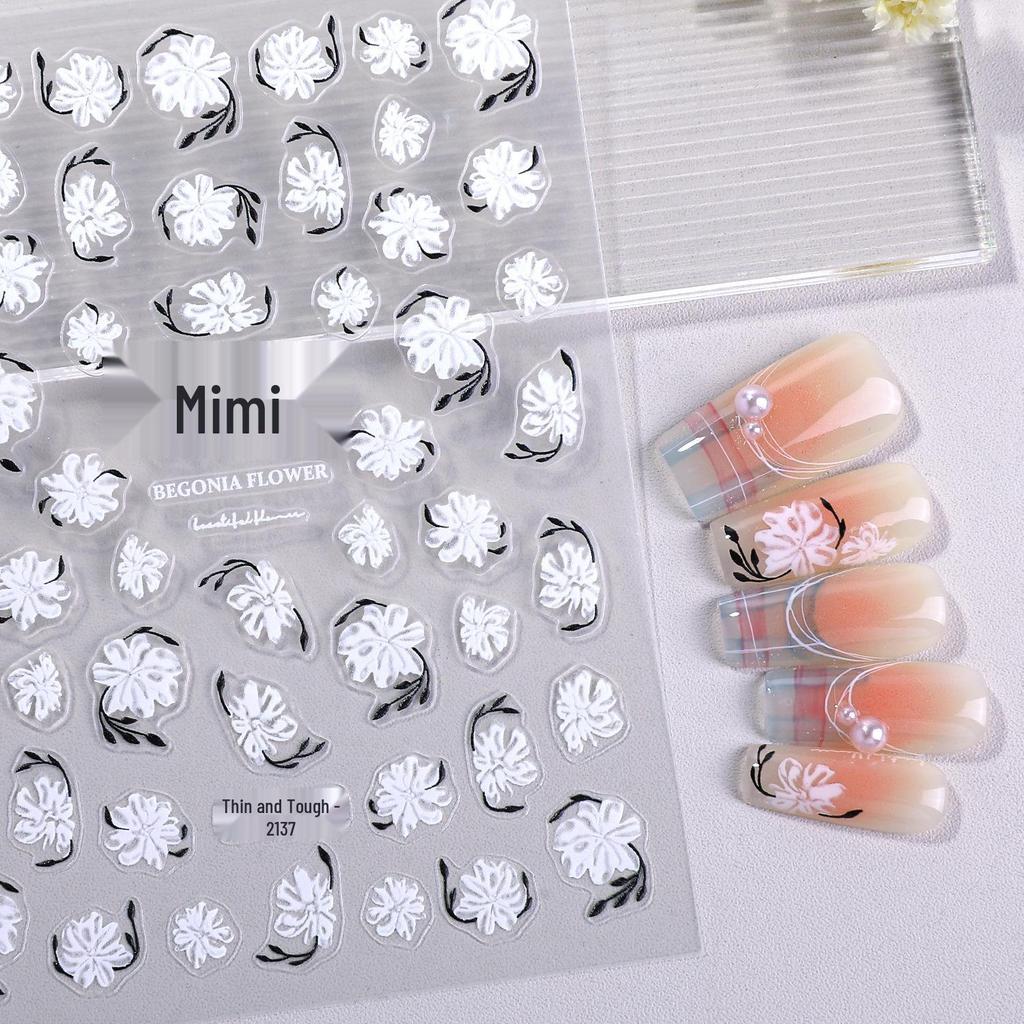 Spring/Summer Daisy Nail Art Stickers – Flat Back Adhesive, Hand-Painted Style for DIY Nail Decoration