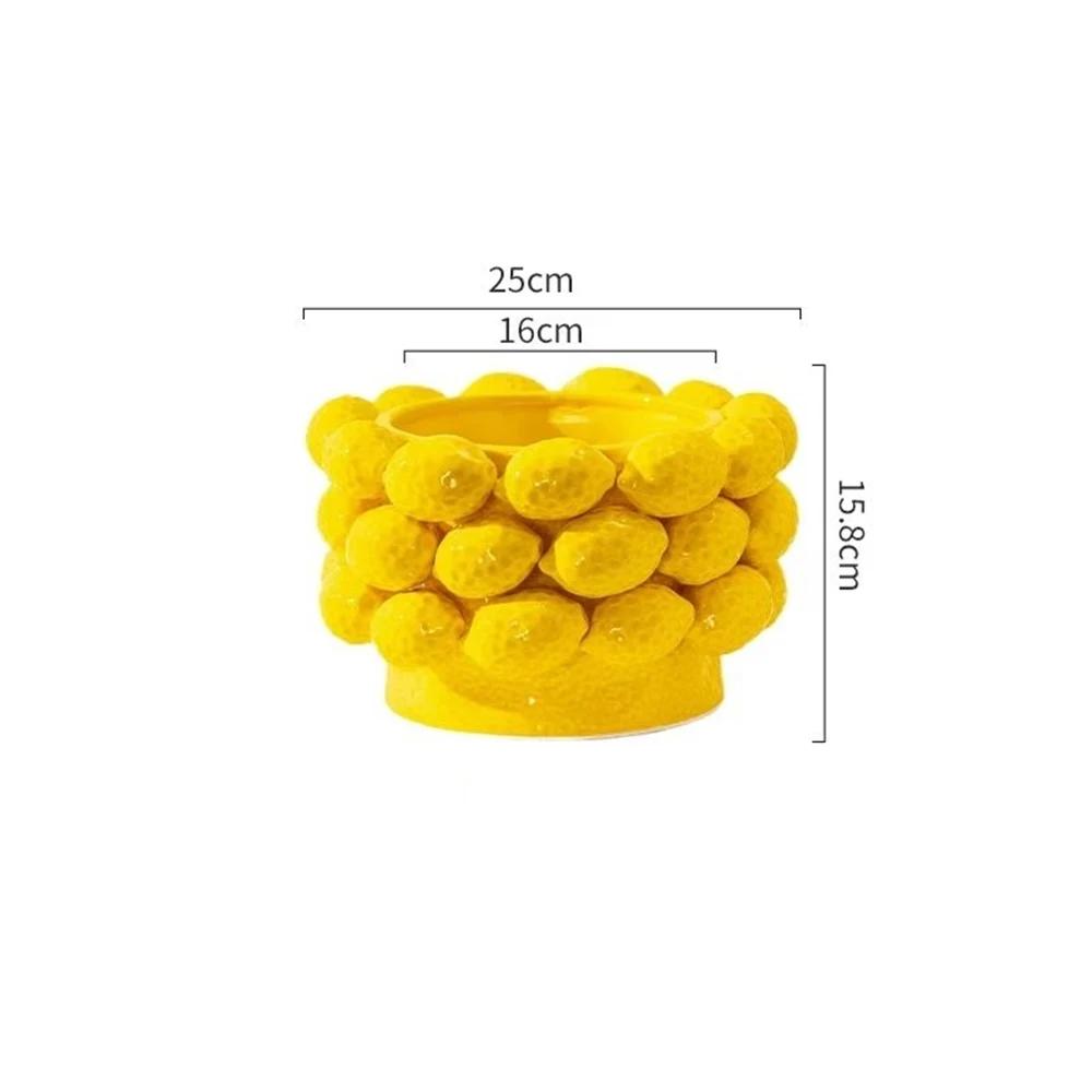 Citronu stila keramikas ziemeļnieciska augļu vāze