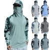 Langarm-Kapuzenhemd für Herren Digital Camo Print Leichter Pullover Sportliche Passform Schnelltrocknendes Oberteil mit Raglanärmeln