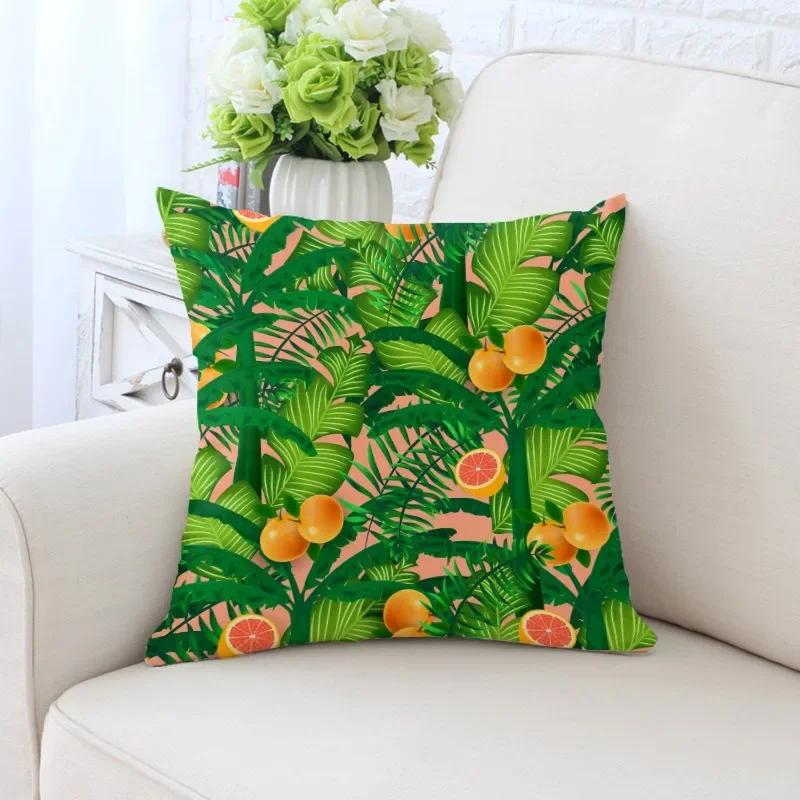 Luxury Home Decor Pillowcase Tropical Rainforest Plant Flower Coconut Print Office Sofa Car Cushion Cover