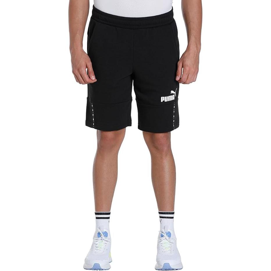PUMA Mid Rise Elastic Letter Logo Slim Fit Casual Shorts Men shorts Black 673344-01