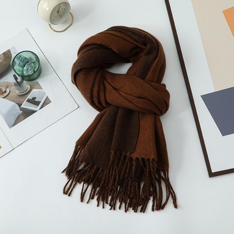 Double-sided Two-color Scarf for Women Autumn and Winter High End New Wool Scarf Shawl Imitation Cashmere Scarf
