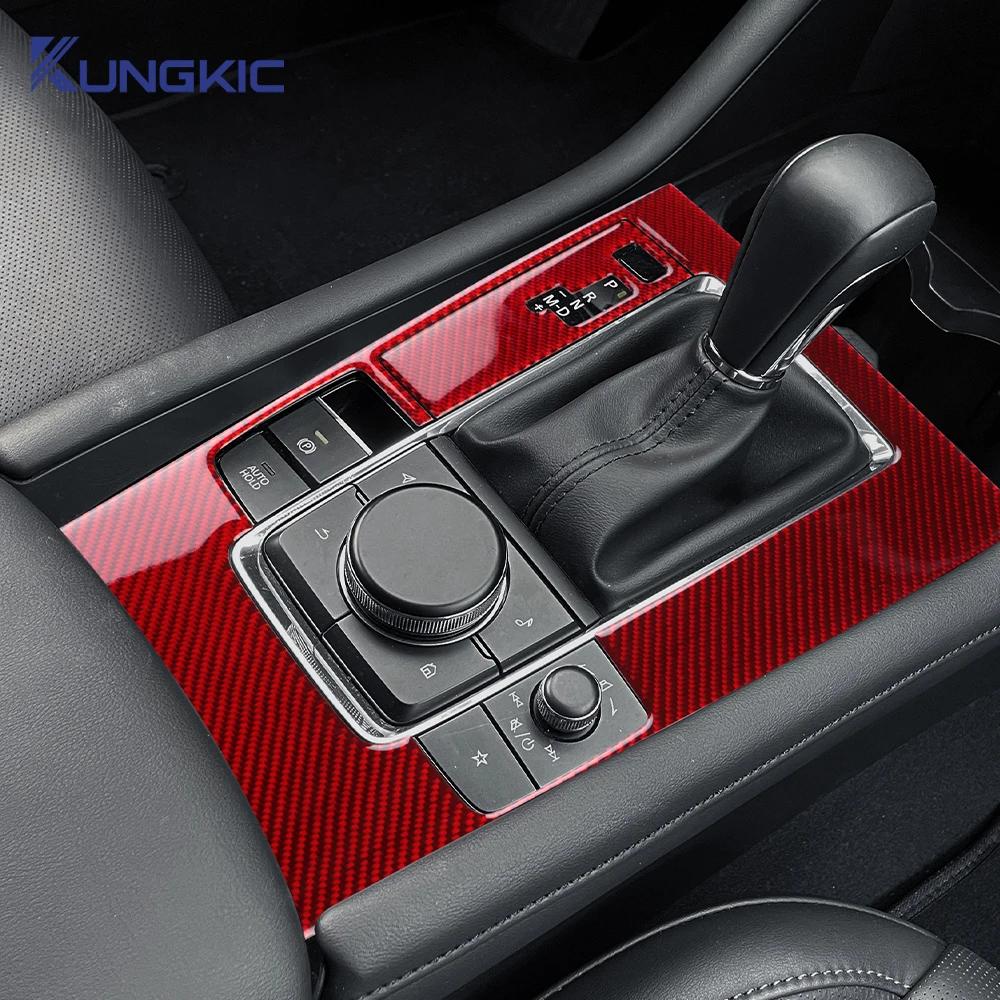 Real Soft Carbon Fiber For Mazda 3 BP 2019 2020 2021 2022 2023 2024 2025 Mazda3 Axela Manual Automatic Gear Shift Panel Sticker