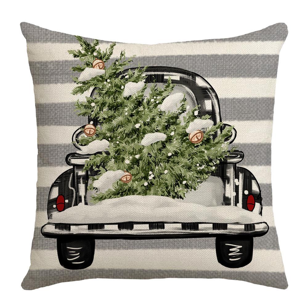 New Cartoon Snowman Pillow Cover Christmas Series Reindeer Christmas Tree Sofa Living Room Pillow Cover