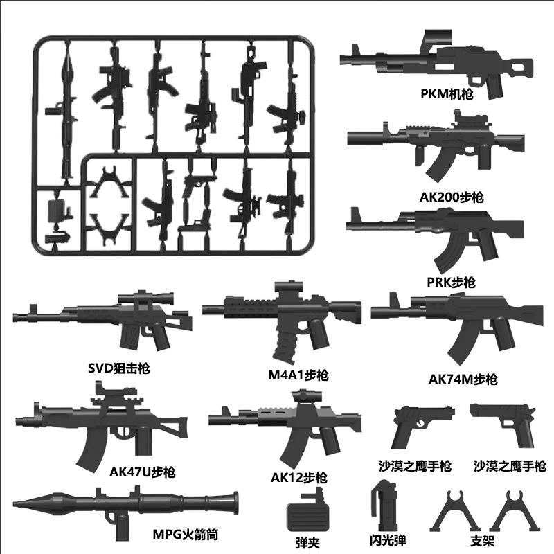 Doll Scene With Anti-Aircraft Maxine Anti-Aircraft Heavy Machine Gun Mortar Assembly Building Block