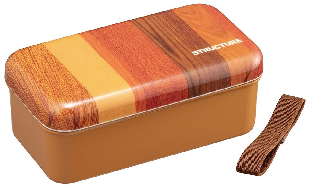 Skater Okazu Nokke Bento Structured Wood Light Box, 580ml, Grain, Brown, SLLB6M-A