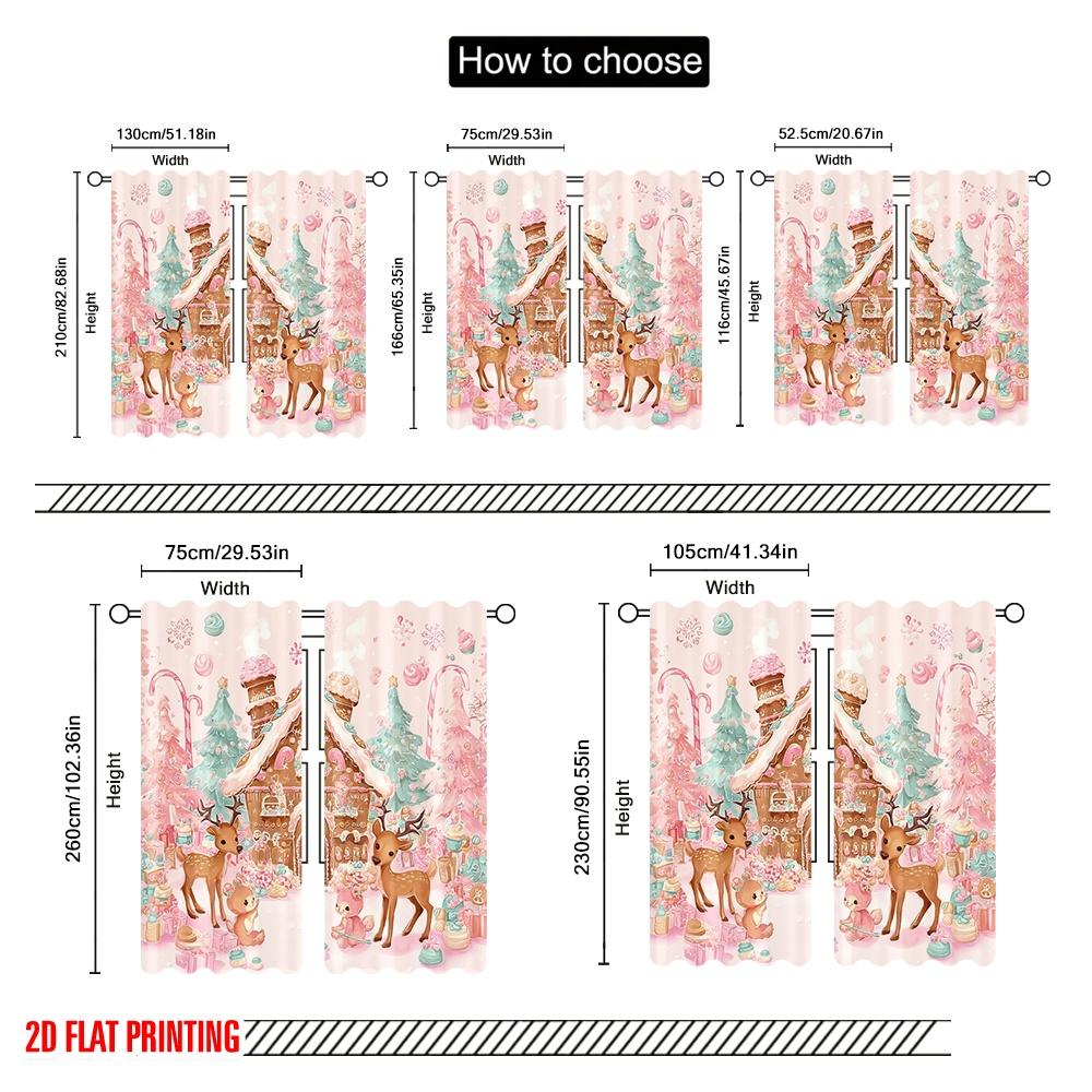 2pcs,2D Plane Printing Contemporary Curtains Gingerbread House Polyester (without Rod) Decorations Inside Perfect for Living