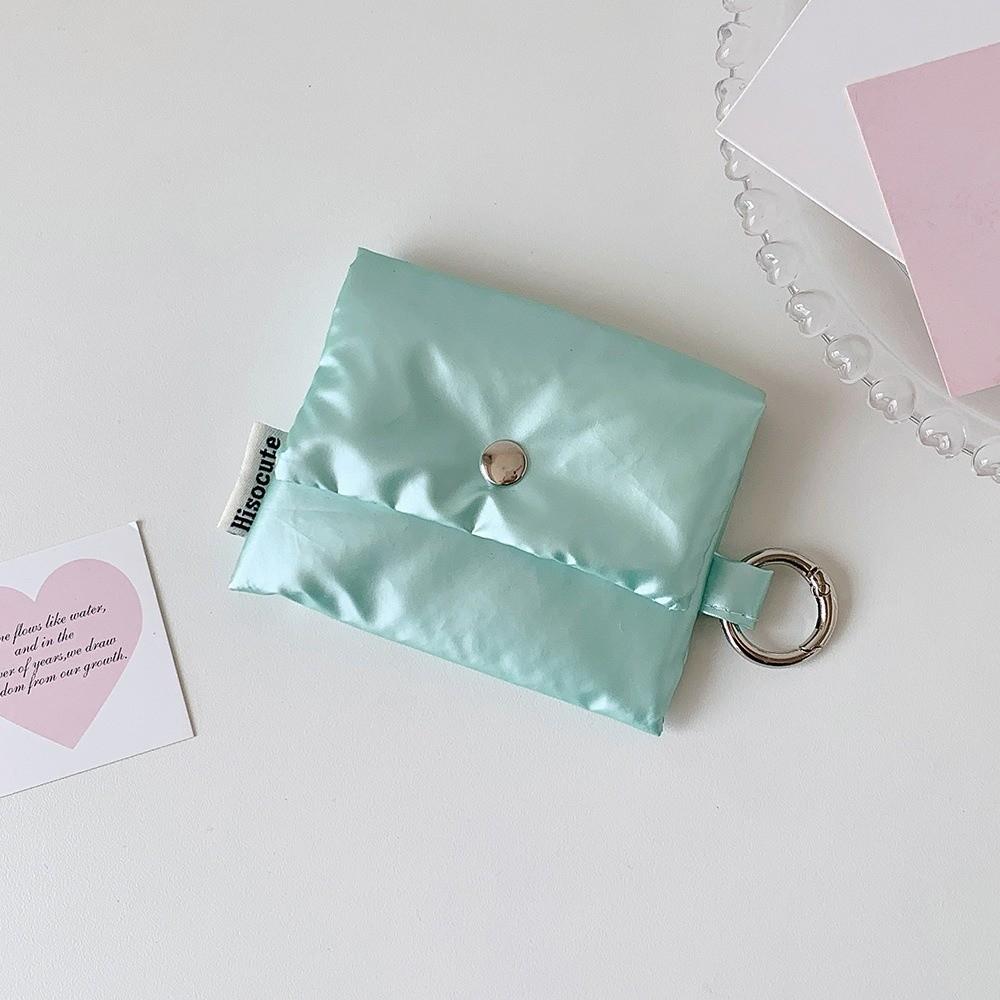 

Portable with Snap-Closure Mini Puffy Pouch Small Item Storage Shiny Lipstick Bag Shockproof Card Holder Women зелёный