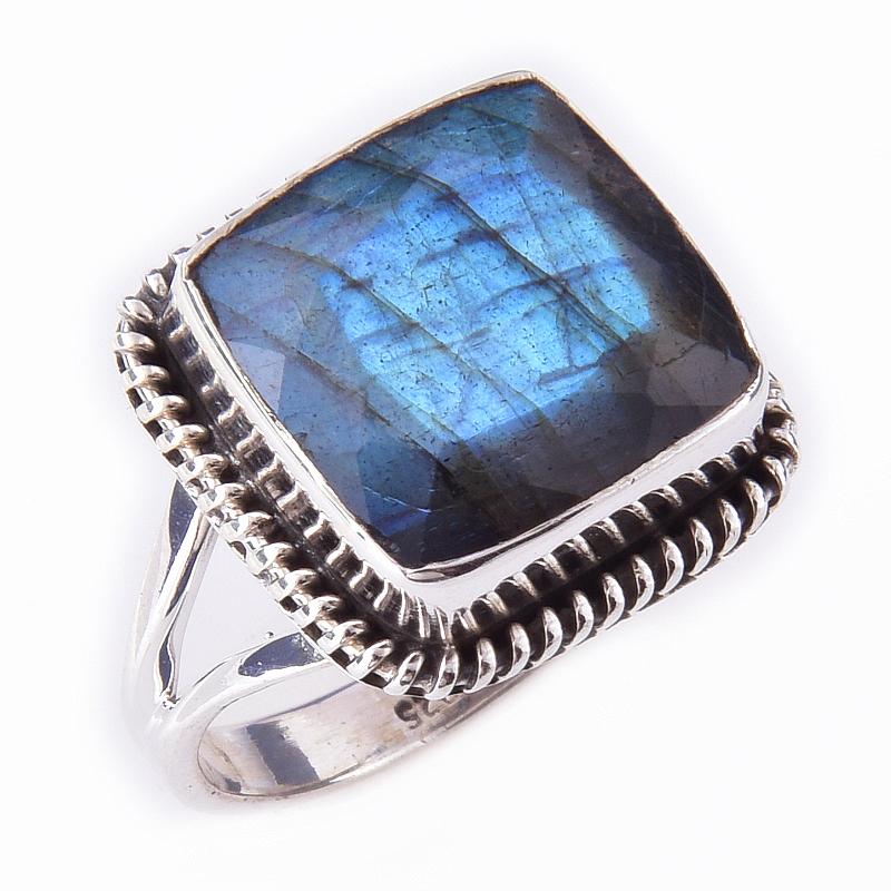 Natural Labradorite Gemstone Handmade 925 Solid Sterling Silver Ring Size 7 i3P53