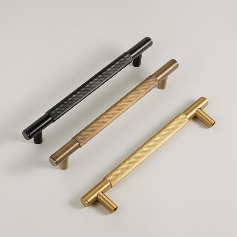 Dooroom Brass Double Single Sided Linear Striped Pull Bar Wood Gate Furniture Handle Door Handle Matt Gold Black Handle