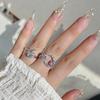 Niche Design Blue Love Zircon Fishtail Open Ring Light Luxury High Sense Pink Star Crescent Ring Woman