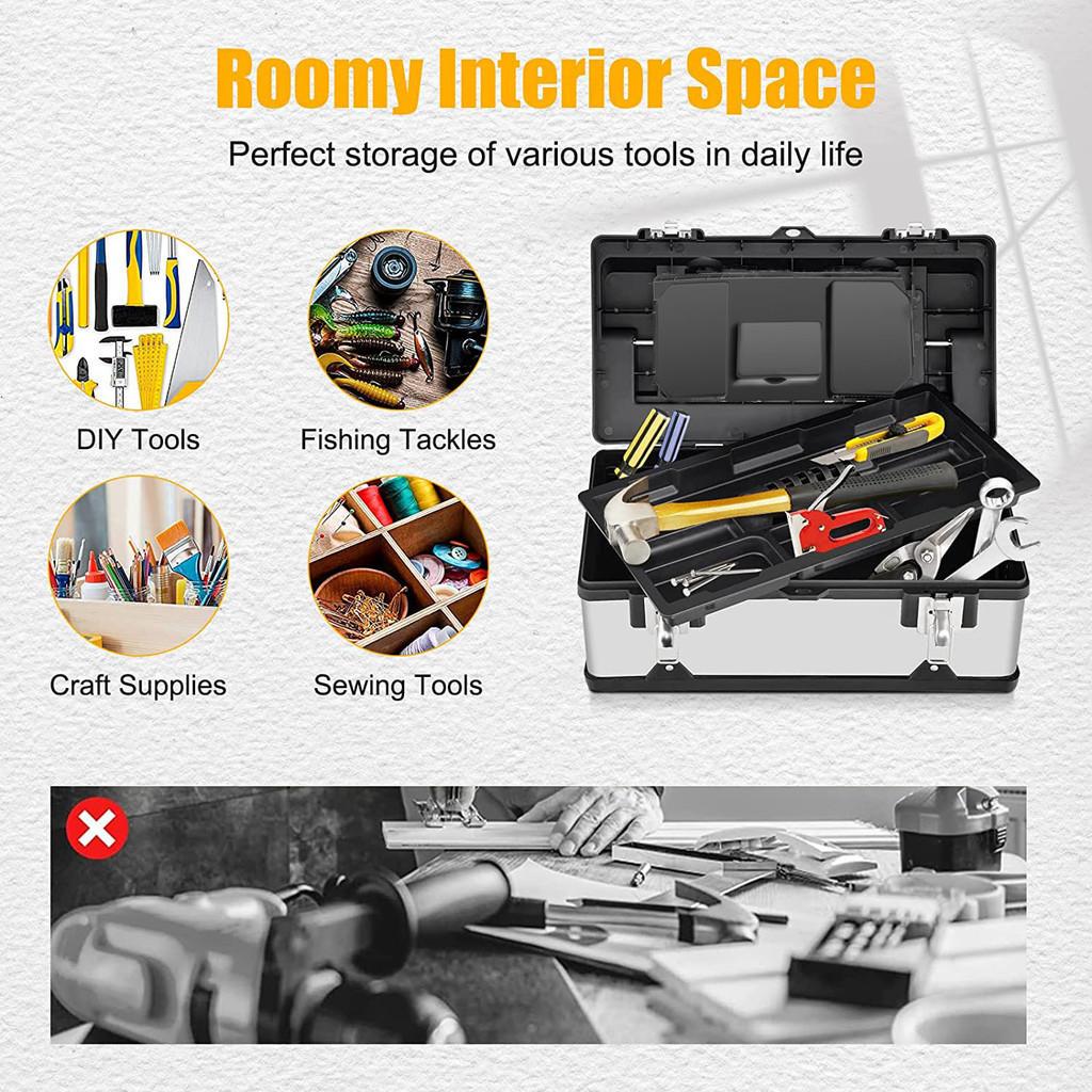14/17/20 Inch New Double Layer Tools Storage Box with Handle Multifunctional Tool Multiple Specifications Portable Toolbox  Organizer
