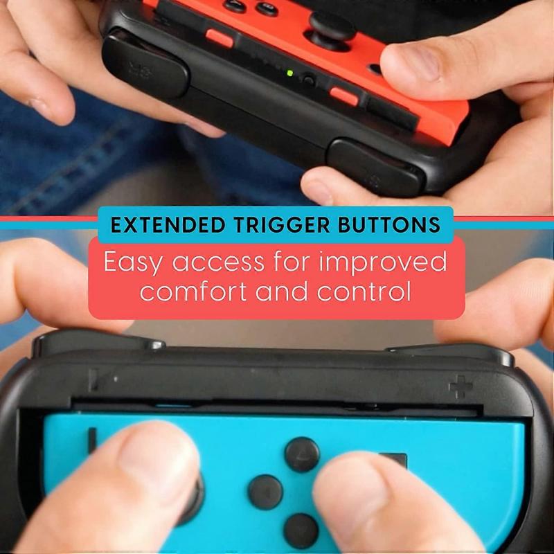 Grips for Nintendo Switch Joycon Controller 2 Pack  - Black- Game Accessories Joy-Con Handheld Joystick Remote Control Holder Joy Con Kit