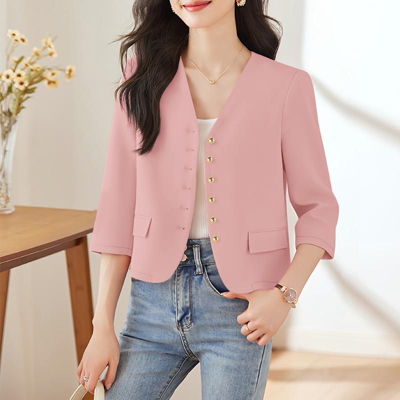 ZANZEA Women Casual V-Neck 3/4 Sleeve Summer Cardigan Tops