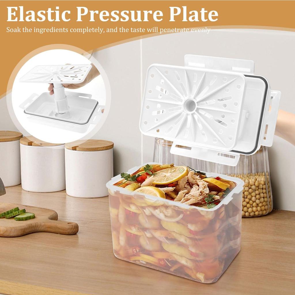 5L Pickle Jar with Airtight Lid Leakproof Fermentation Container with Handle Pressure Plate for Home Kitchen Food Preservation