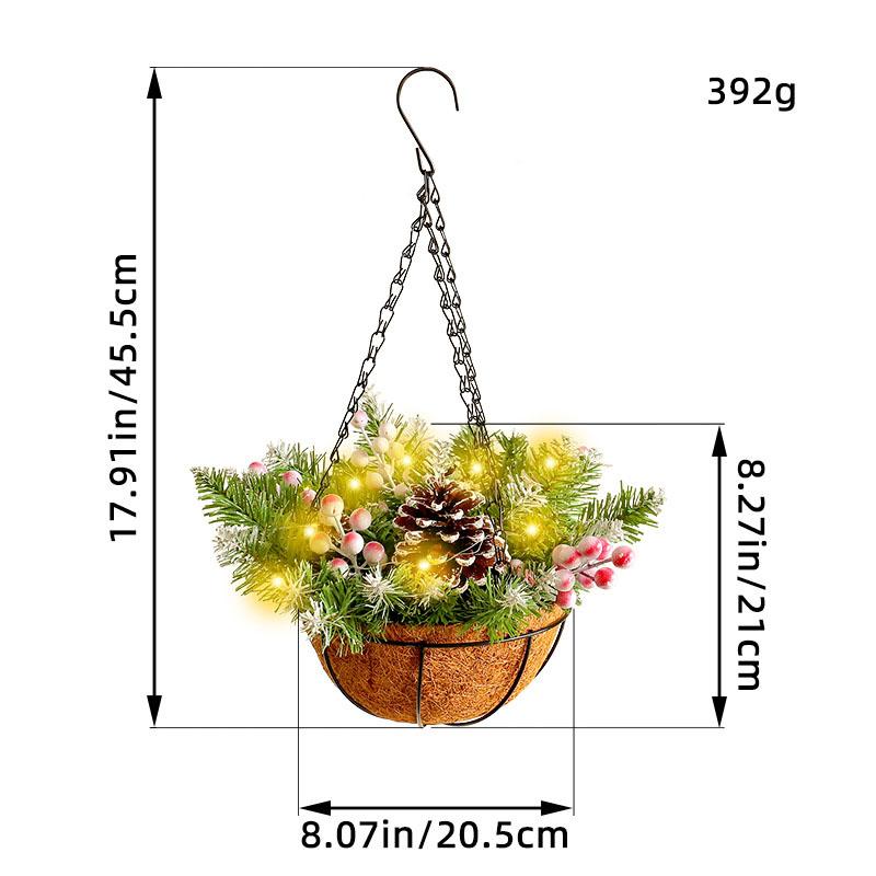 Stand Alone Christmas Basket Wreath Christmas Day Decorations Christmas Wreath Artificial Christmas Basket