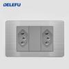 DELEFU Brazilian Model 118 Type 10A/20A Stainless Steel Grey Durable PC USB Socket with Type-C 20W Fast Charging