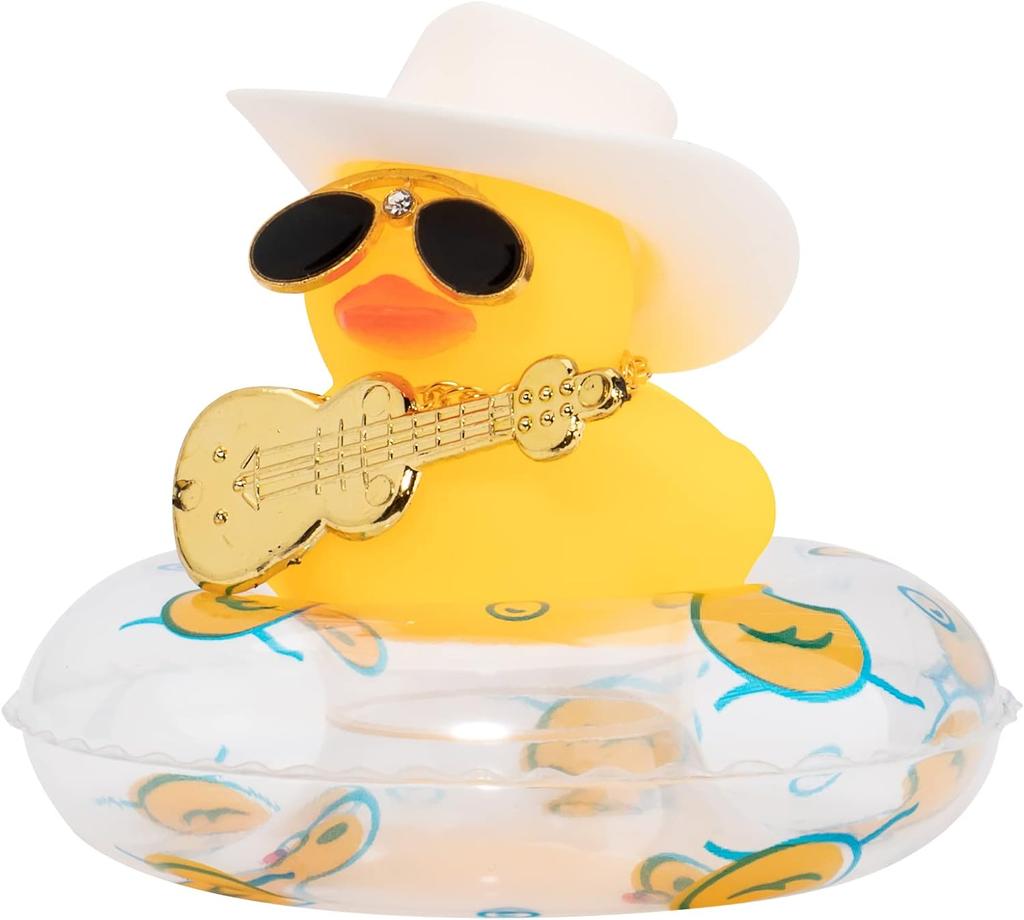Car Duck Ornament Dashboard Decorations For Car Rubber Accessories With Sunglasses Hat Necklace Swim Ring And Mini Musical Instr