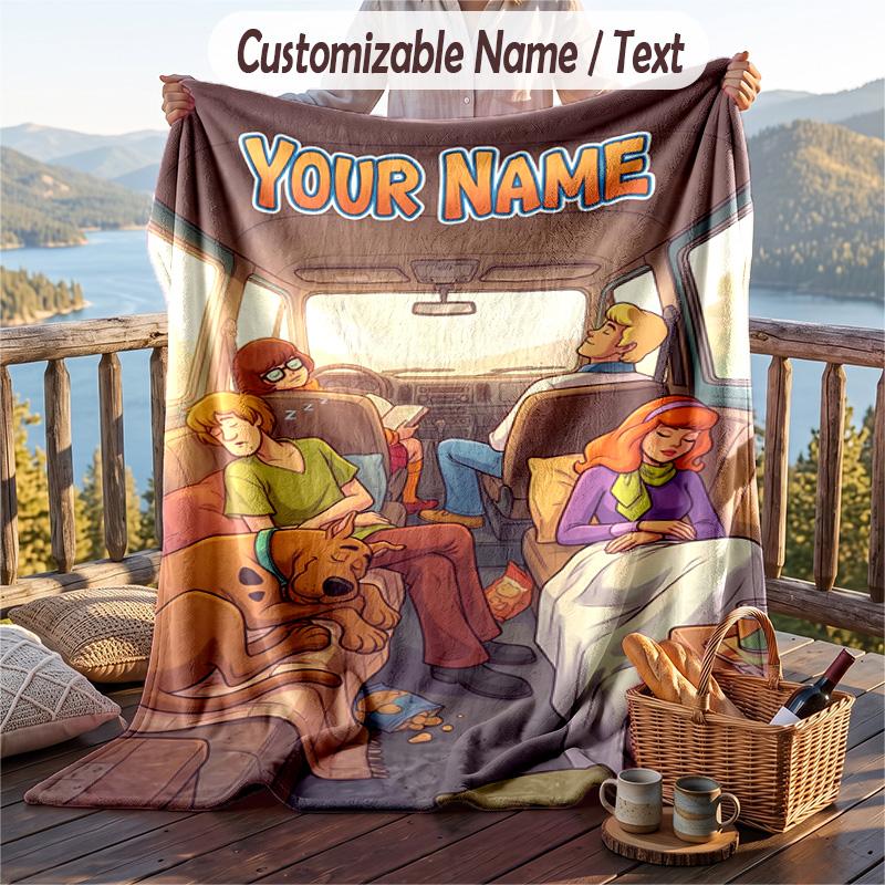 Manta de Flanela Personalizada com Texto, Leve e Aconchegante para Cama e SofáScooby-Doo