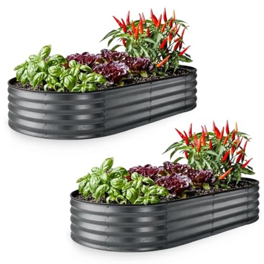 

Galvanized Raised Garden Beds Outdoor 6×3×1 ft 2-Pack Planter for Gardening Vegetables Flowers Large Metal Garden Box Patented United States