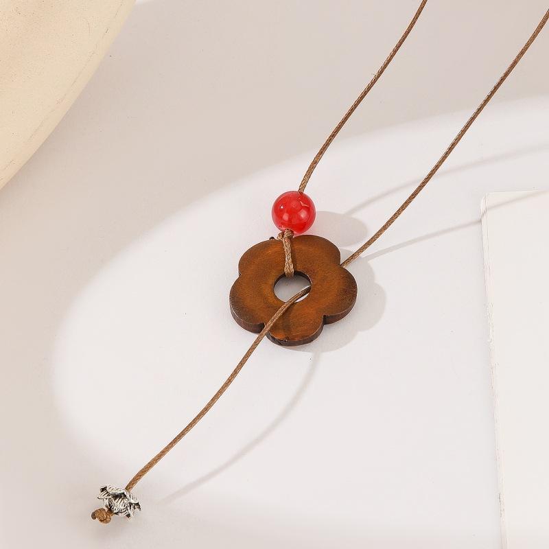 Bodhi Flower Necklace - Women's Wooden Long-sleeved Sweater Chain - Versatile Drawstring Necklace