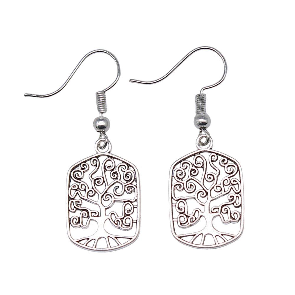 Tree Of Life Dangle Earrings Openwork Nature Boho Style Drop Jewelry For Female