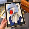 Blue Silk Retro Women's Scarf for Spring & Autumn