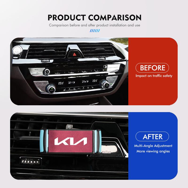 For KIA Car Gravity Mobile Phone Holder Air Vent Clip Mount GPS Stand K5 K2 Optima Soul Spectra Niro Cadenza Sephia Carens ymrjb44