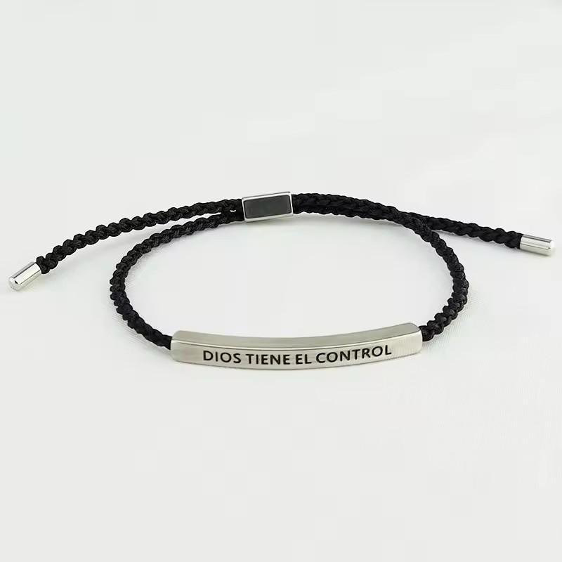 Hot Sale Spanish Dios Tiene El Control Inspirational Bracelet Colorful Braided Rope Bracelet with Encouragement Card