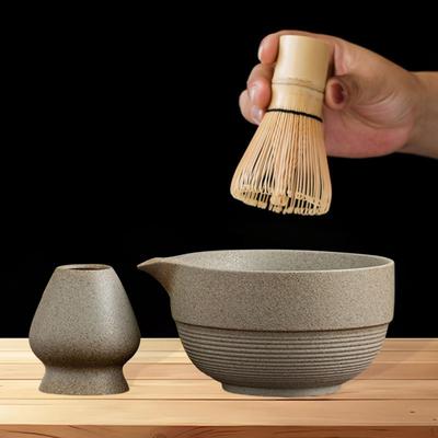 2 Pieces Matcha Set Bowl with Spout and Whisk Holder Multipurpose Mixing for Lovers