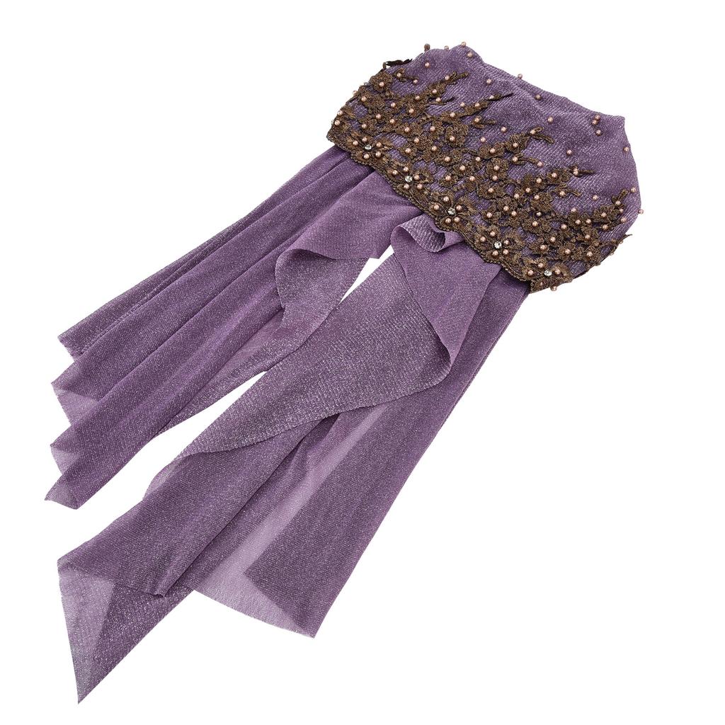 Turban Fashion Unique Women"s Retractable Retro Beaded Bandage Muslim Long Scarf HatPurple