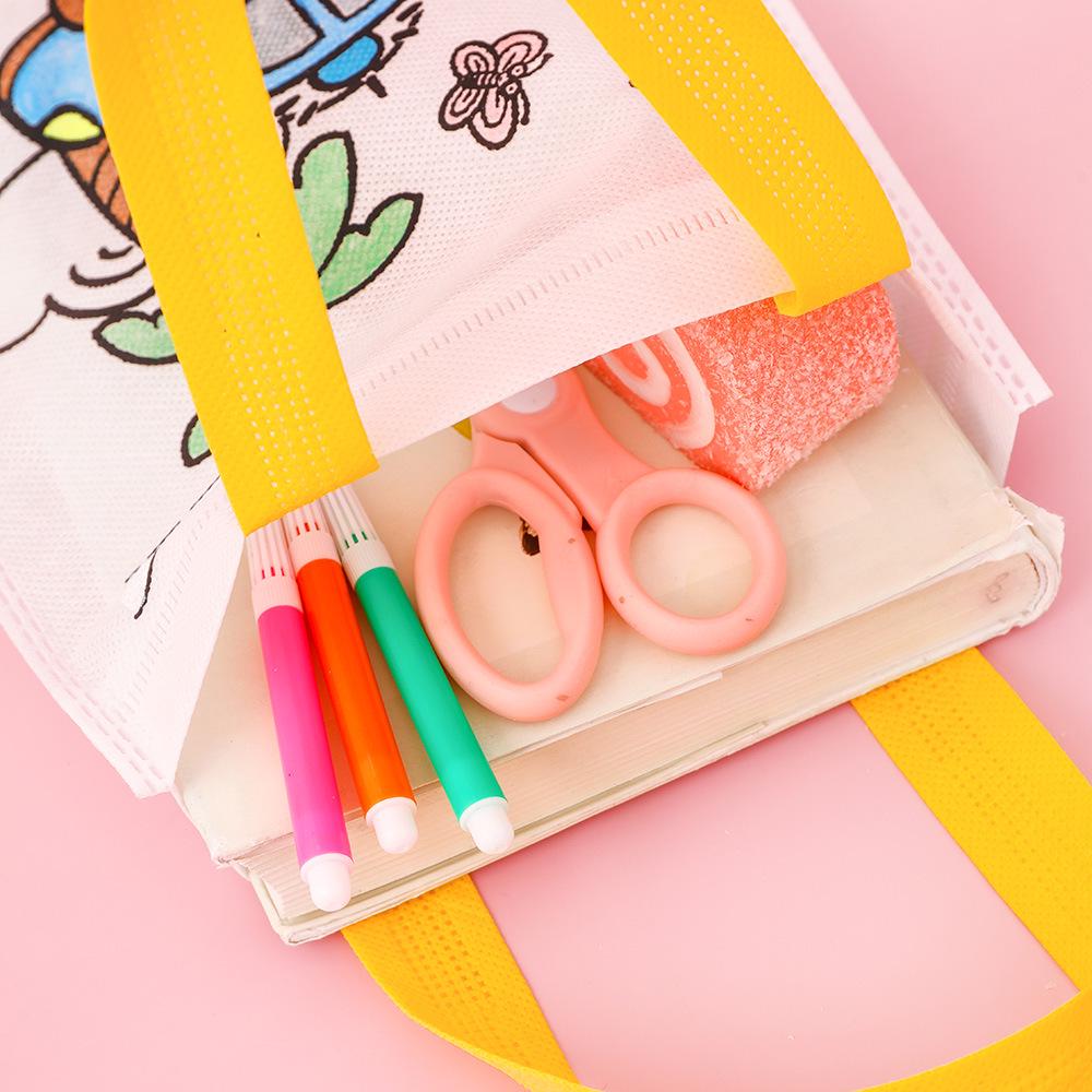 Kids' DIY Graffiti Cartoon Bag - Non-woven Fabric Coloring Handbag for Kindergarten
