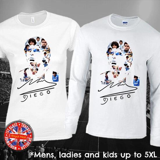 Diego Maradona Collage Long Short Sleeve Football T-shirt Mens Ladies Kids 4XL