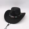 Accessori Testa di Toro alla Moda Cappello a Cilindro da Cowboy Occidentale Vendita Calda Transfrontaliera Cappello in Feltro di Lana Autunno e Inverno Cappello Jazz a Falda Curva da Uomo e da Donna