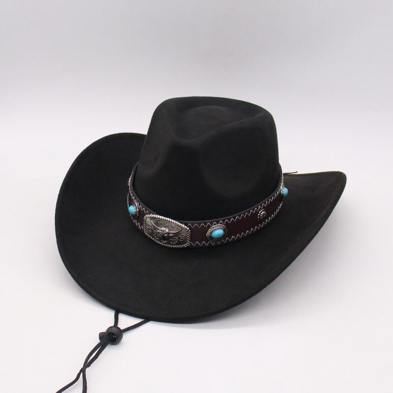 

Fashion Bull Head Accessories Western Cowboy Top Hat Cross-Border Hot-Selling Autumn And Winter Woolen Felt Hat Men S And Women S Curved Brim Jazz Hat one size fits all (j peach cow)