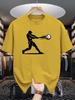 Unisex Crew Neck Tee Baseball Swing Player Sport Graphic Print Soft Cotton Loose Breathable Short Sleeve Summer Casual Street Tops