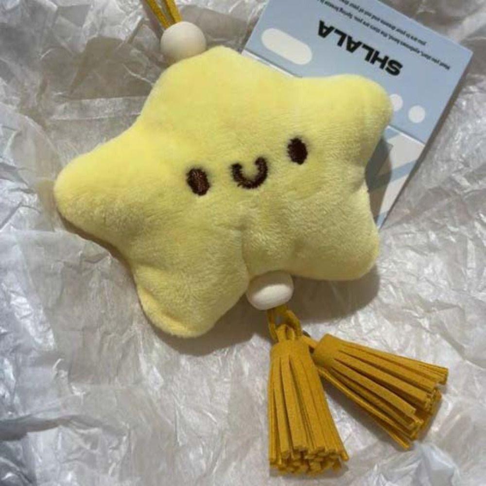 Cartoon Yellow Small Stars Keychain Handmade Pentagram Key Chain Backpack Pendant