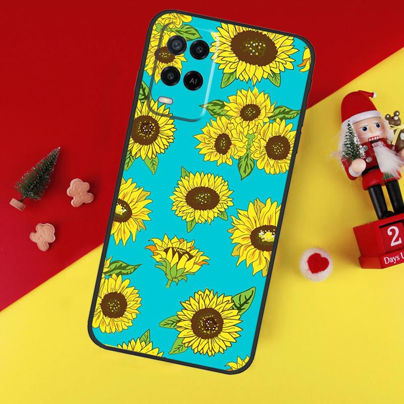 Sunflower Case For Oppo A94 A74 A54 A60 A40 A80 A16 A76 A96 A98 A58 A78 A18 A38 A57 A17 A15 A5 A6 Pro