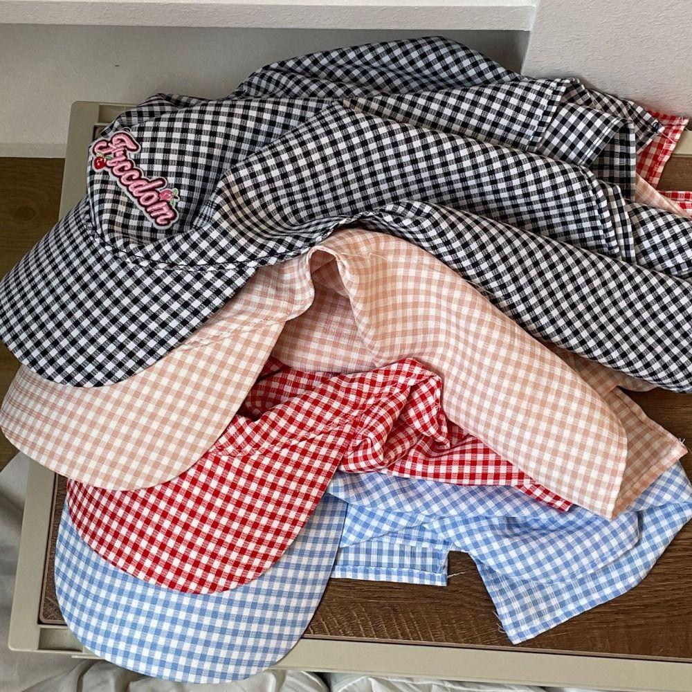 Embroidery Strappy Bandana Hat Korean Style Letter Headscarf Hat Plaid Baseball Cap  Vacation