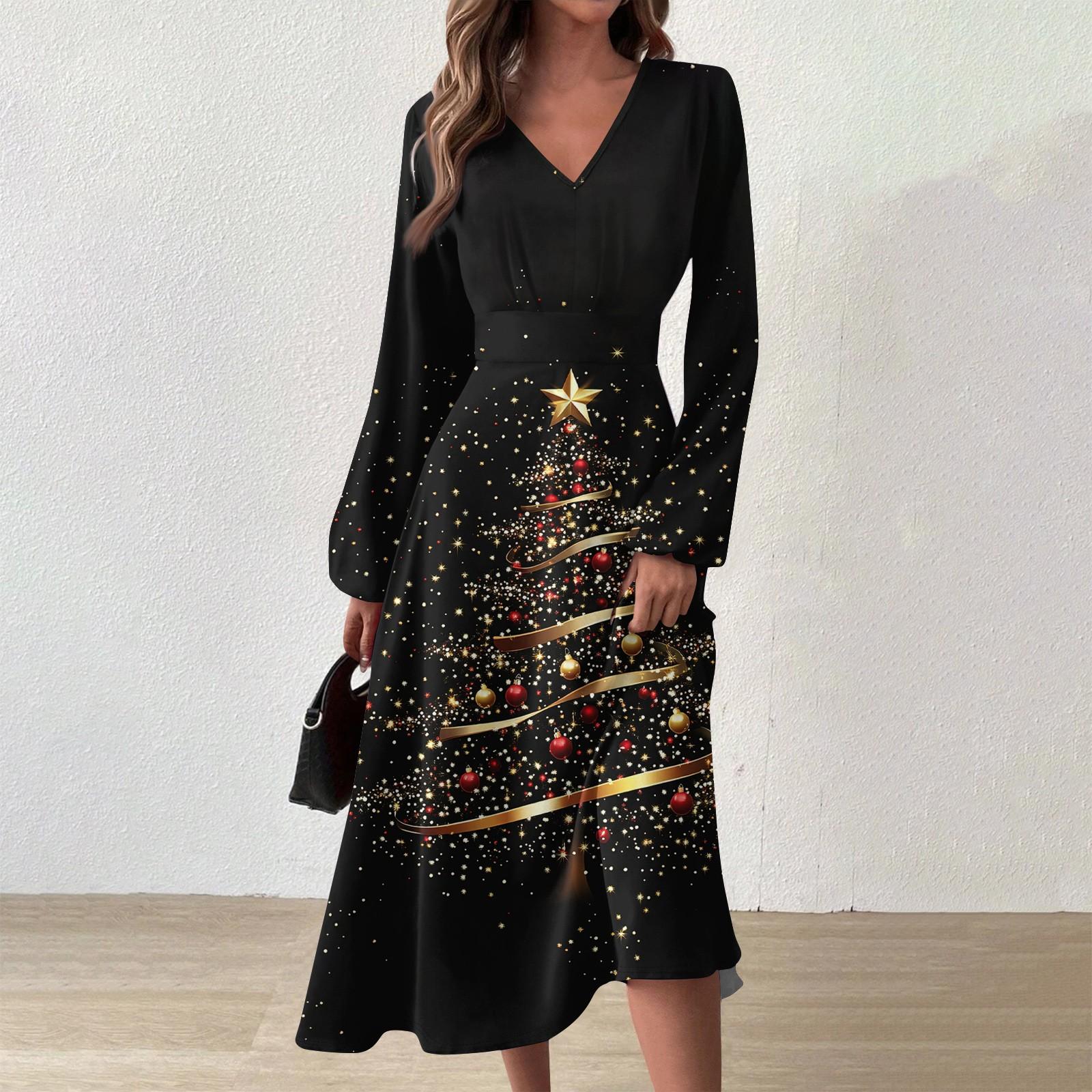 Женское осенне-зимнее повседневное модное длинное платье с v-образным вырезом и длинным — фото 7